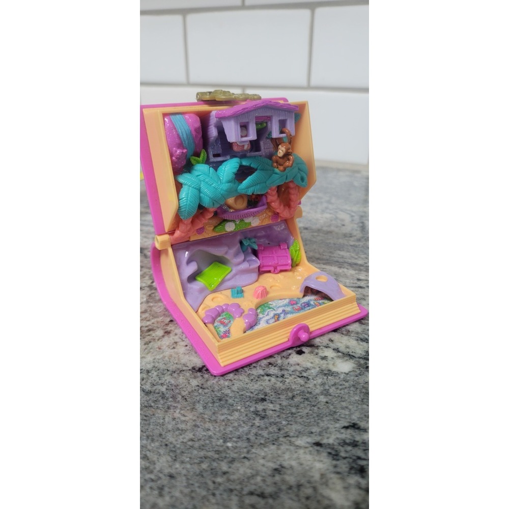 Vintage Polly Pocket Glitter Island Book 90s VTG Bluebird Toys Cocoa The Monkey